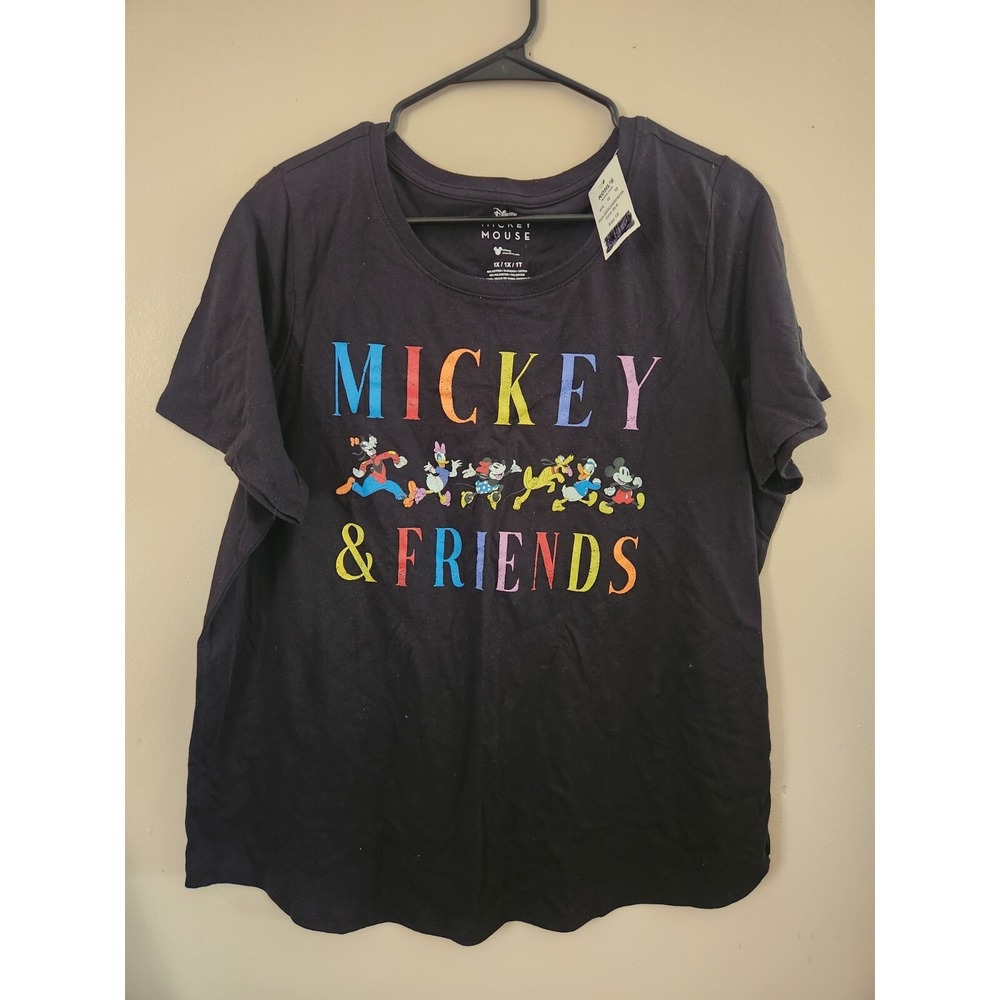 Mickey Mouse And‎ Friends Shirt NWT Plus Size Womens 1x Black Short Sleeve
